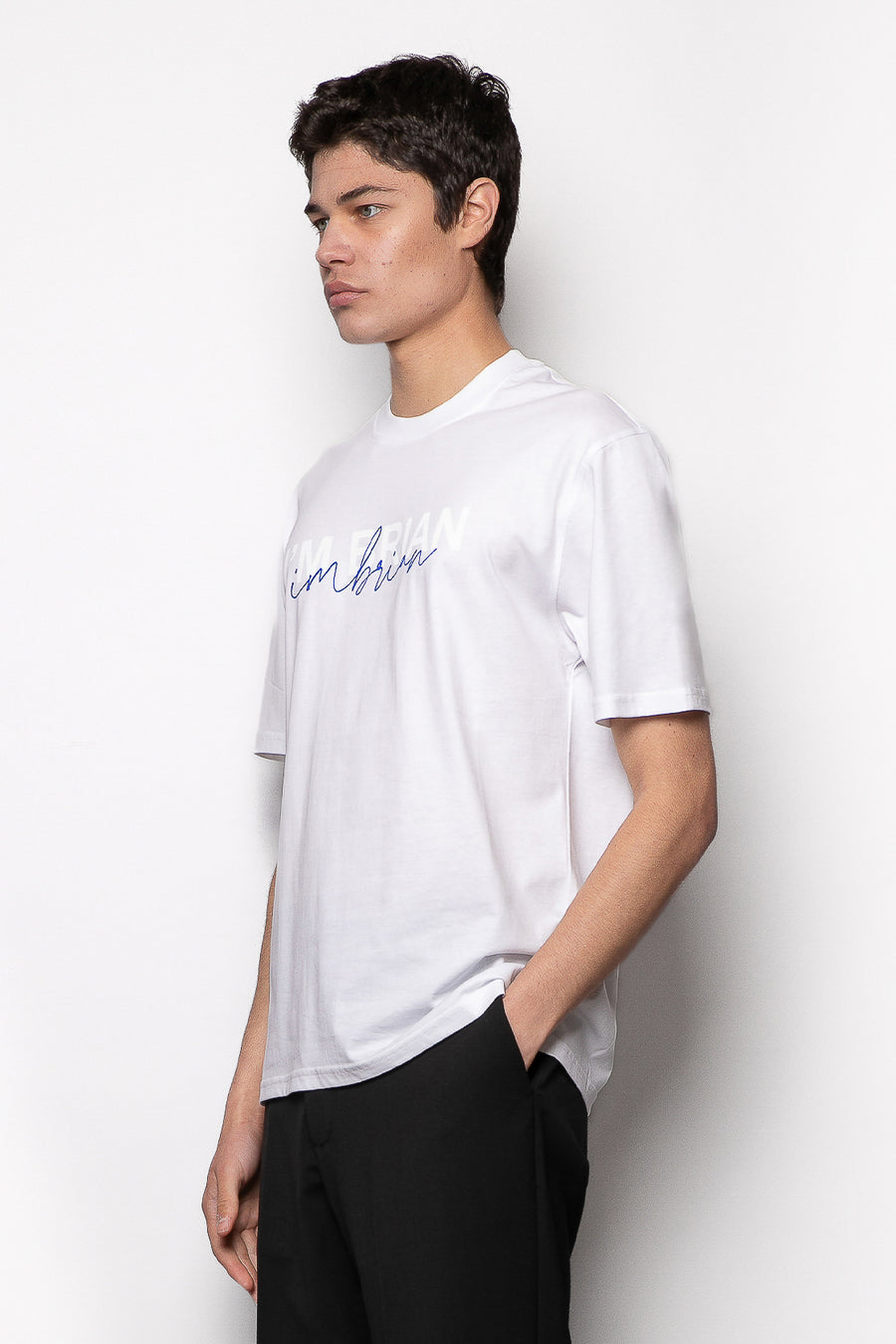 T-shirt in tessuto cotone regular fit con logo stampa - Off White