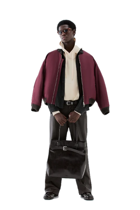 LOOK 03 — BURGUNDY BOMBER
